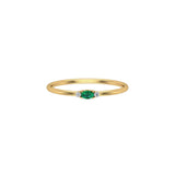 Solid Gold Emerald Tiny Oval Ring
