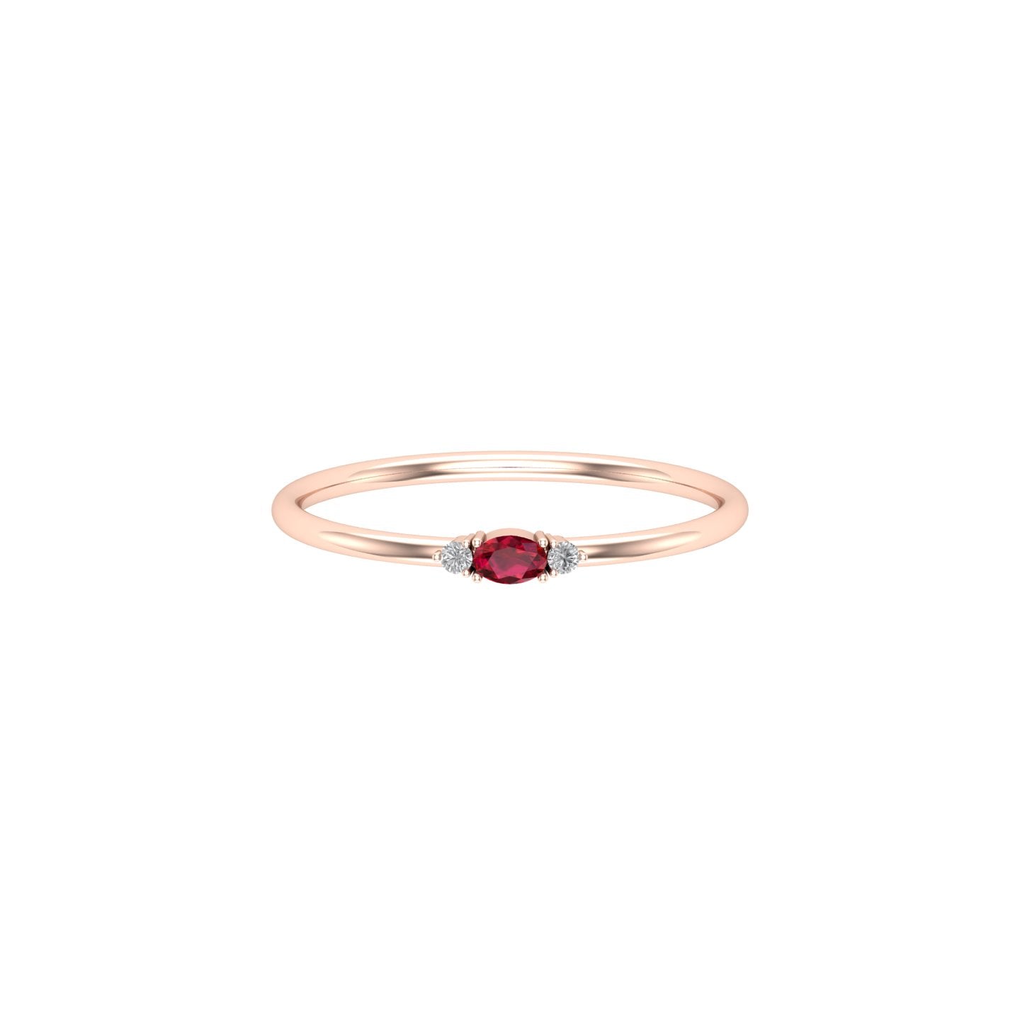 Solid Gold Ruby Tiny Oval Ring