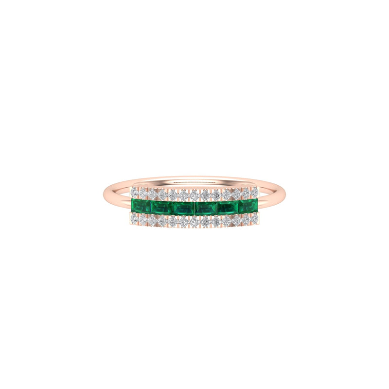 Emerald and Diamond Baguette Ring