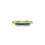 Solid Gold Emerald and Diamond Baguette Ring