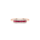 Solid Gold Ruby and Diamond Baguette Ring