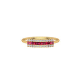 Solid Gold Ruby and Diamond Baguette Ring