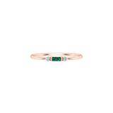 Solid Gold Diamond and Emerald Tiny Baguette Ring