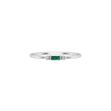 Solid Gold Diamond and Emerald Tiny Baguette Ring
