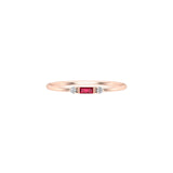 Solid Gold Diamond and Ruby Tiny Baguette Ring
