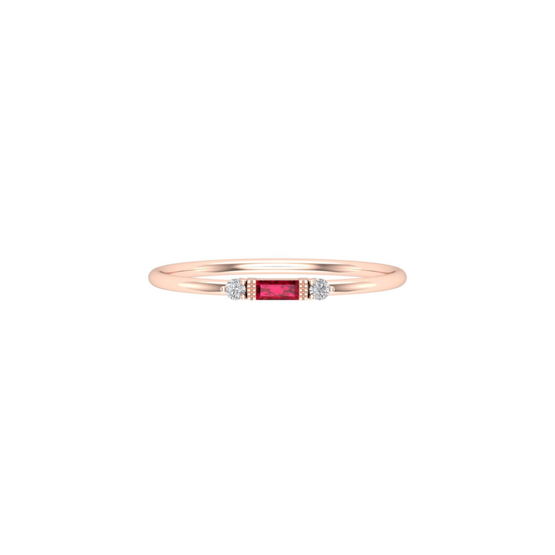 Diamond and Ruby Tiny Baguette Ring