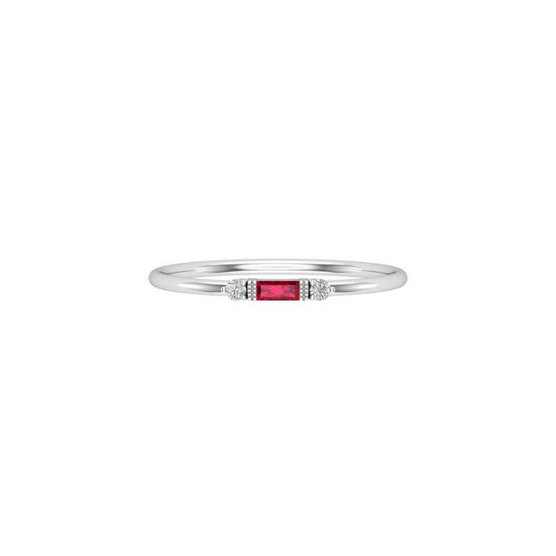 Diamond and Ruby Tiny Baguette Ring