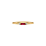 Solid Gold Diamond and Ruby Tiny Baguette Ring