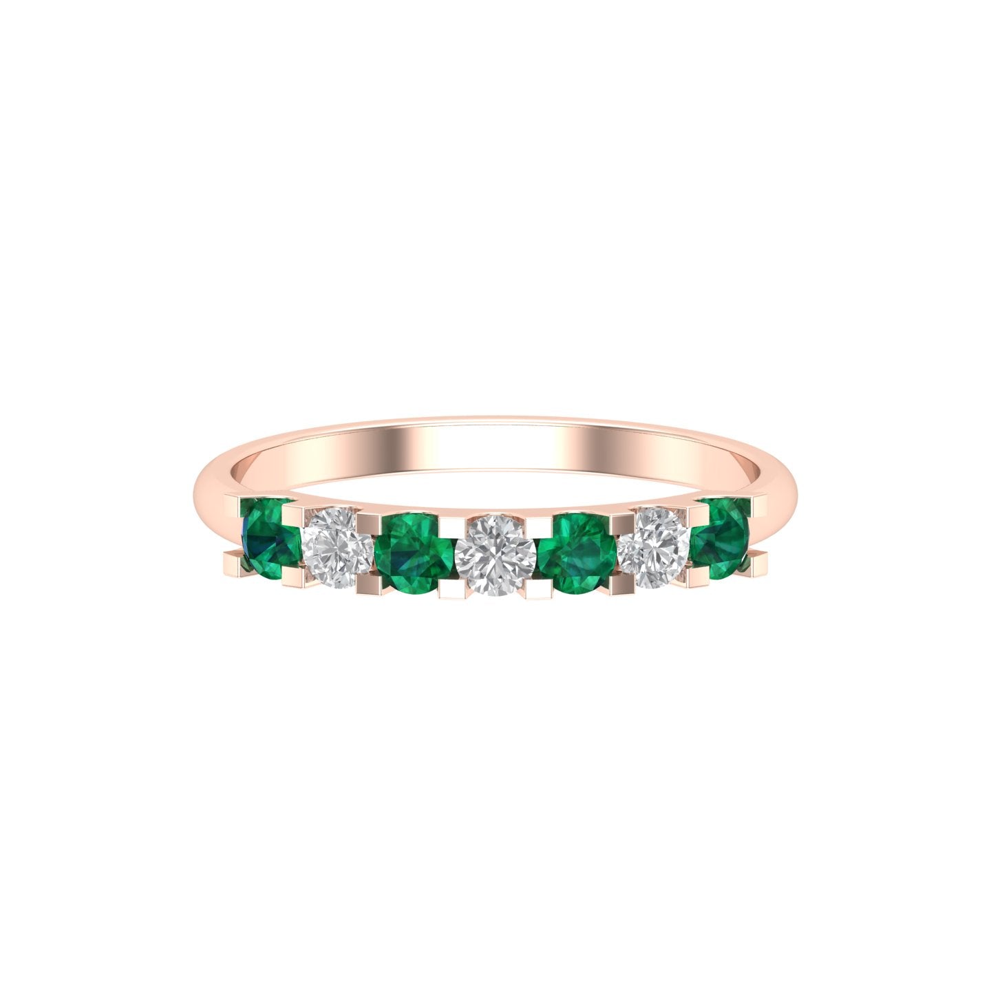 Solid Gold Emerald and Diamond Band