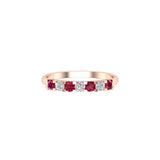 Solid Gold Ruby Diamond Wedding Band