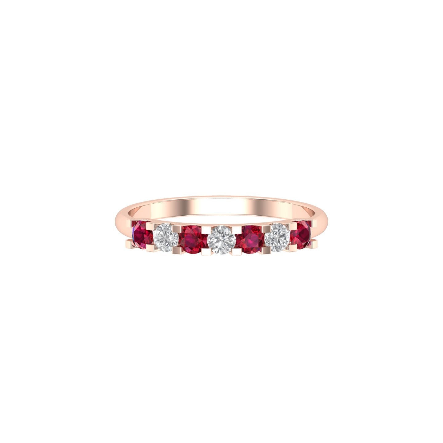 Solid Gold Ruby Diamond Wedding Band