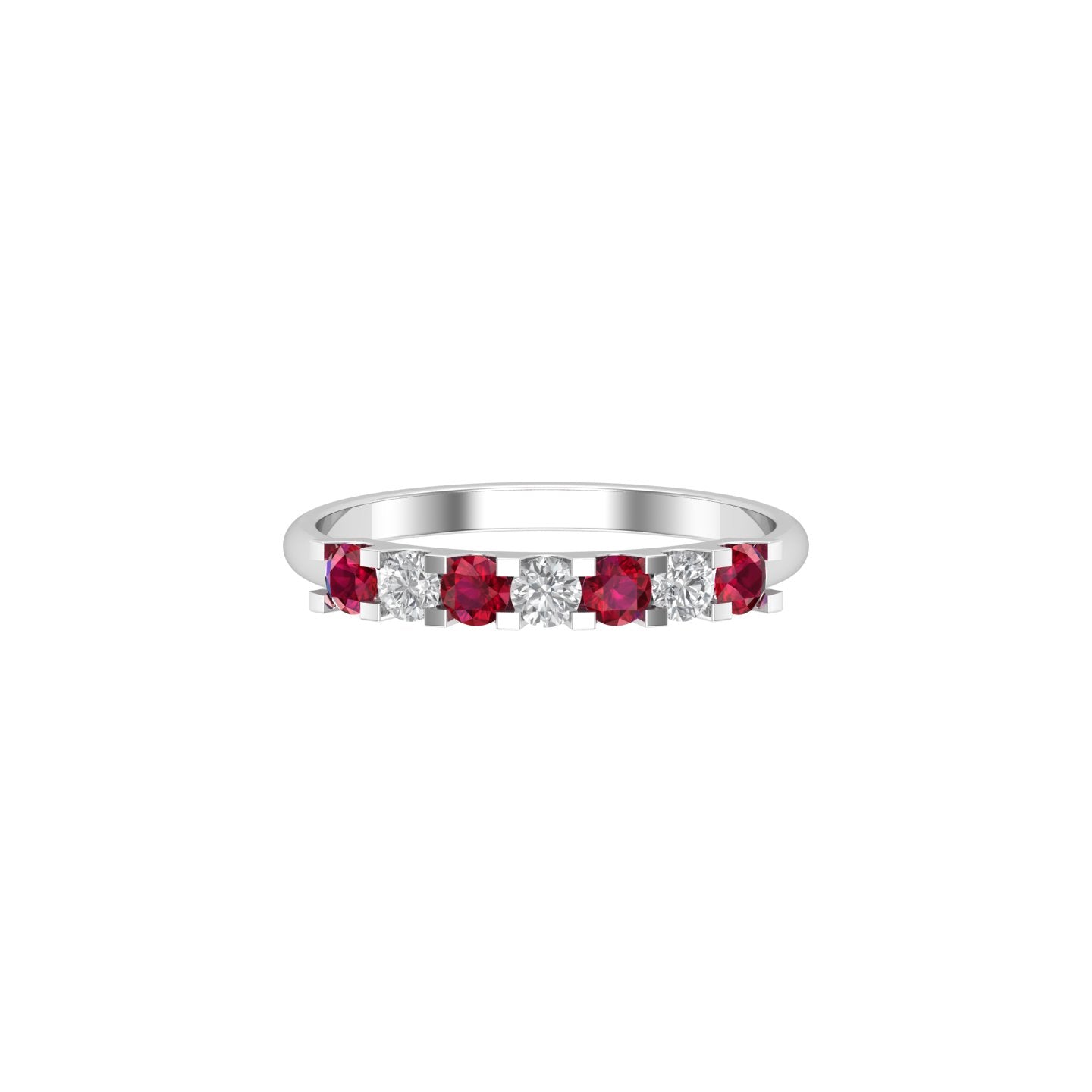 Solid Gold Ruby Diamond Wedding Band