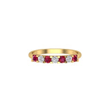 Solid Gold Ruby Diamond Wedding Band