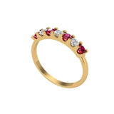Solid Gold Ruby Diamond Wedding Band