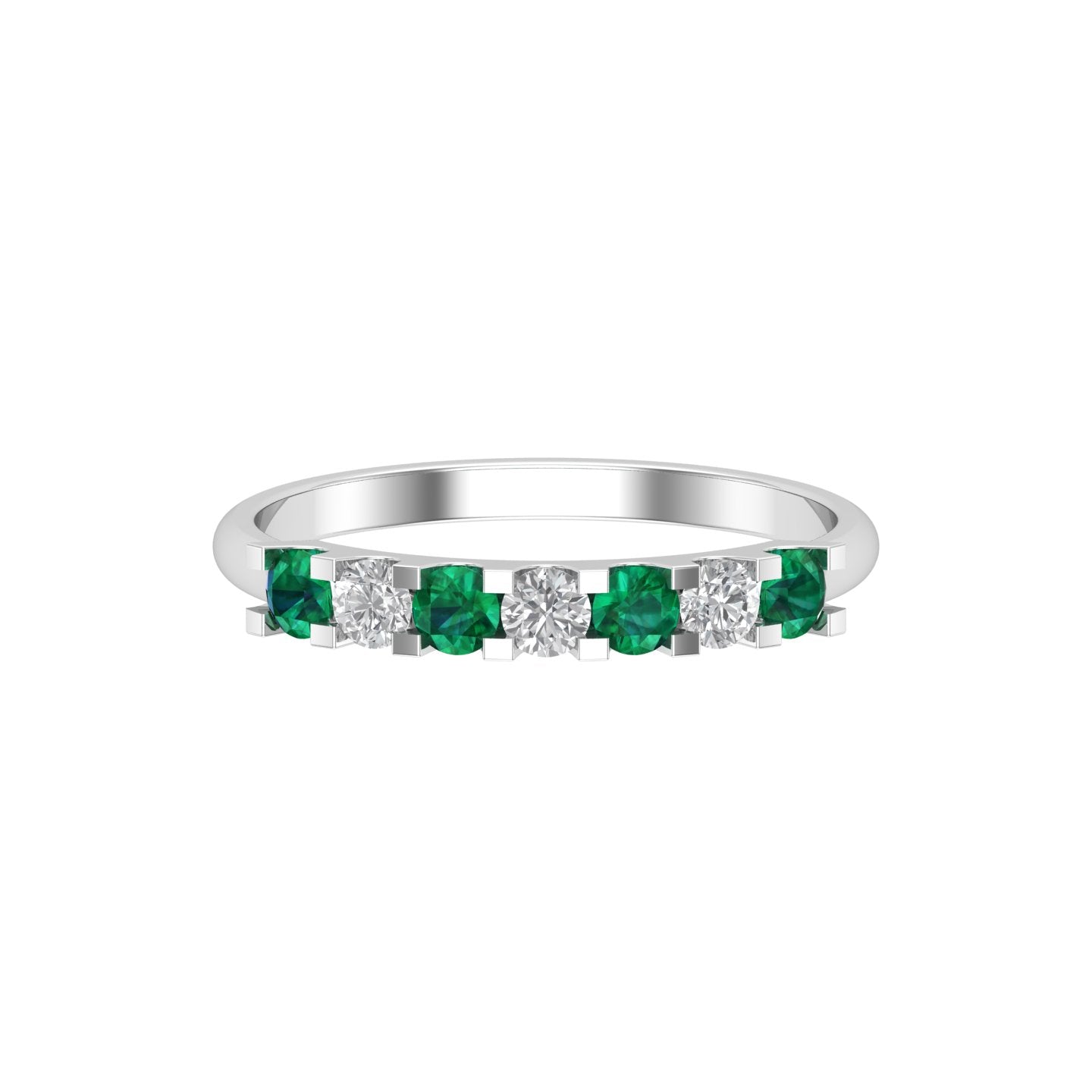 Solid Gold Emerald and Diamond Band