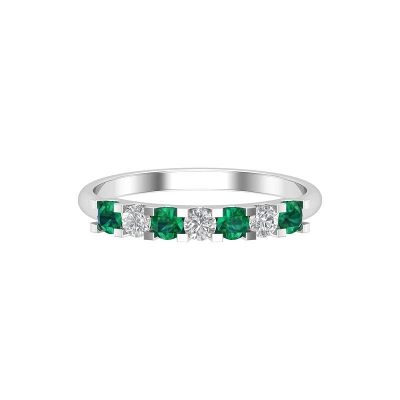 Emerald and Diamond Wedding Band