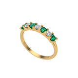 Solid Gold Emerald and Diamond Band