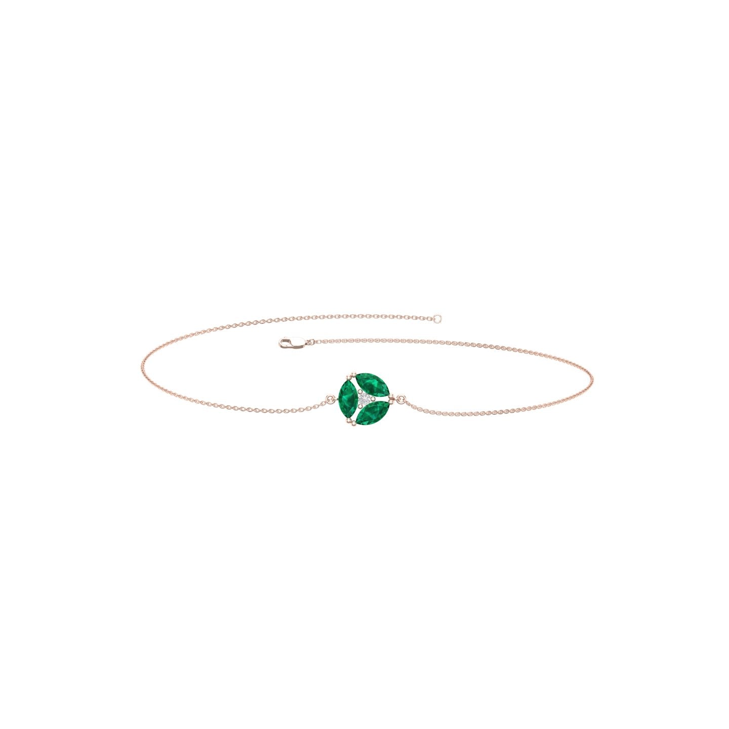 Solid Gold Emerald Cluster Bracelet