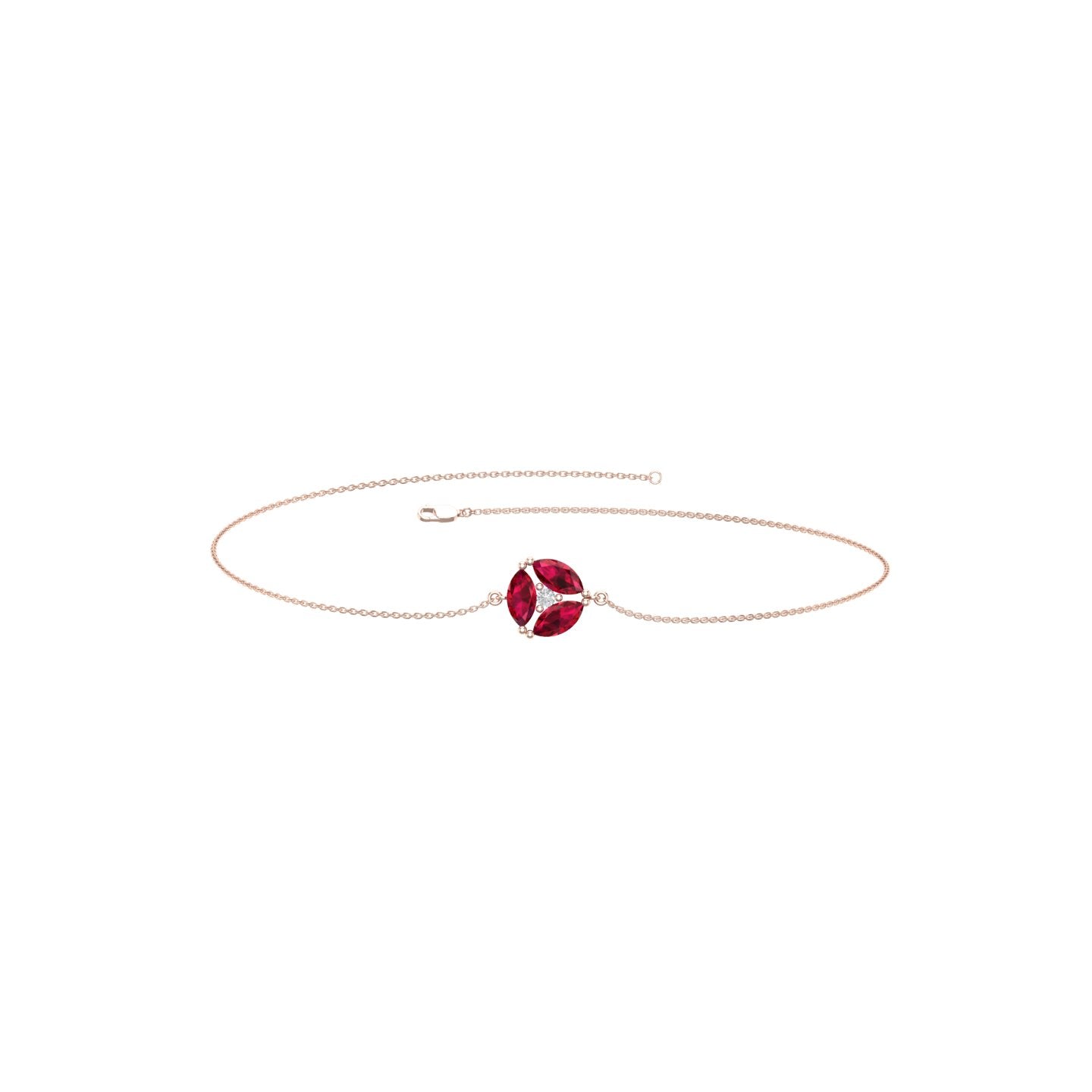Solid Gold Ruby Cluster Bracelet