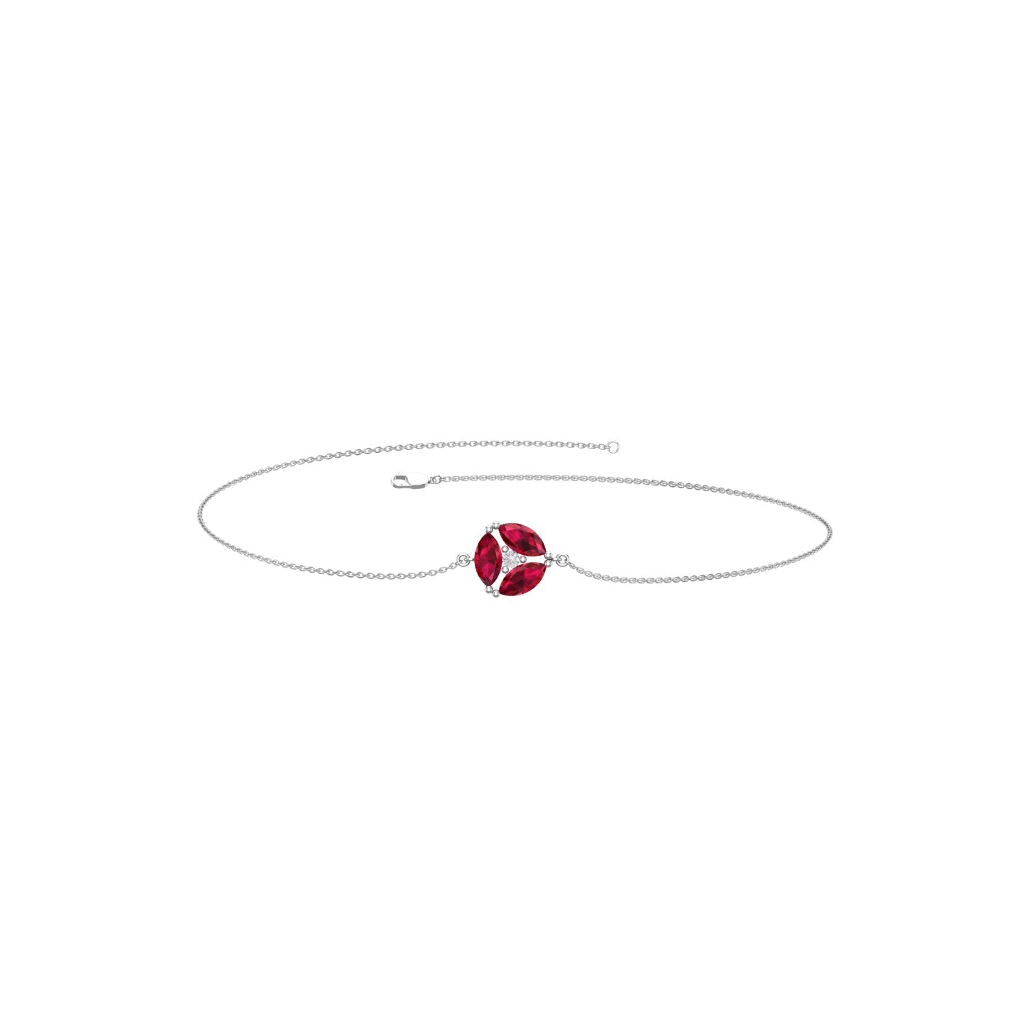 Solid Gold Ruby Cluster Bracelet