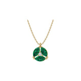 Solid Gold Diamond and Emerald Cluster Necklace