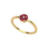 Solid Gold Unique Ruby and Diamond Cluster Ring
