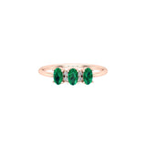Solid Gold Emerald Diamond Cluster Ring