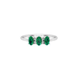 Solid Gold Emerald Diamond Cluster Ring
