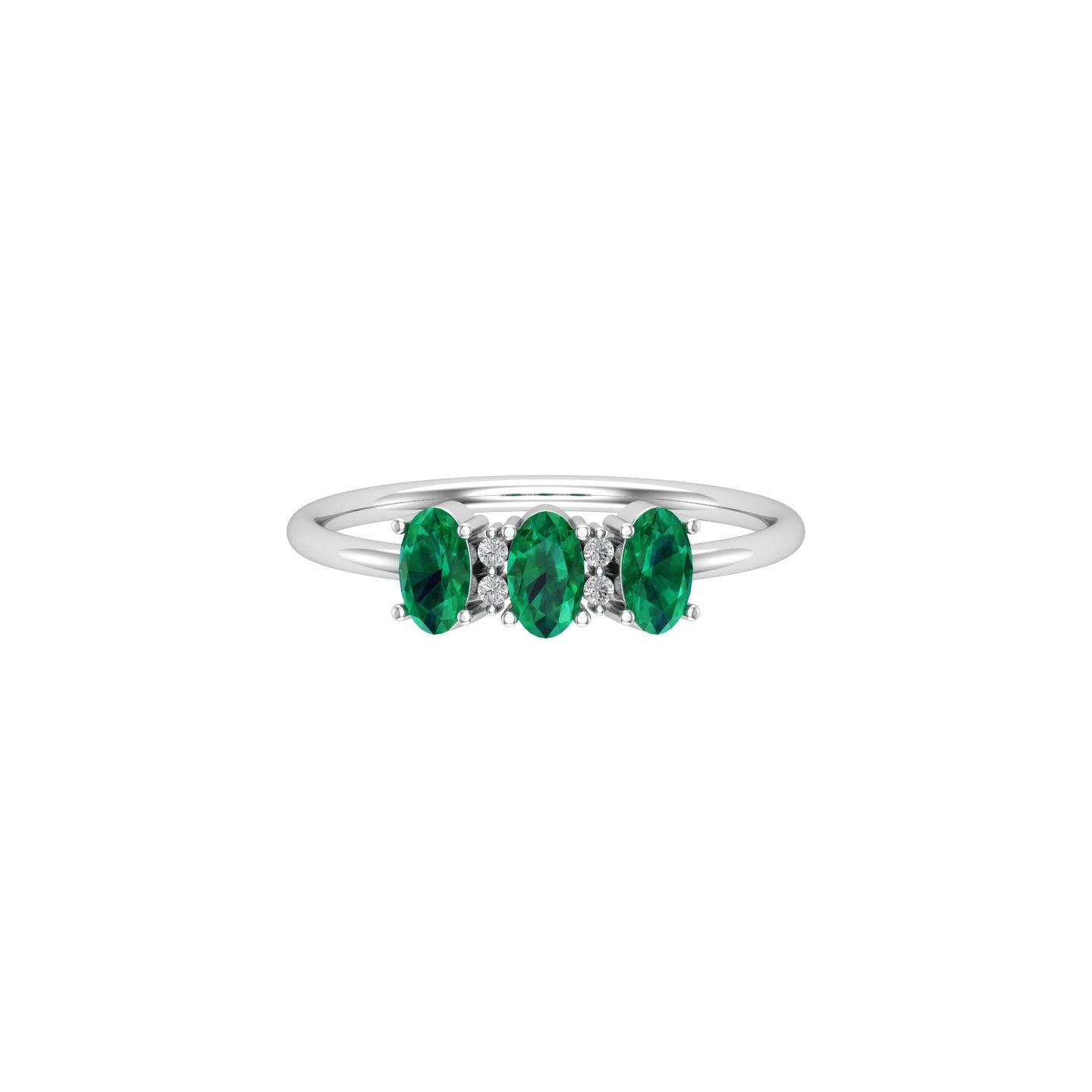 Solid Gold Emerald Diamond Cluster Ring