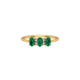 Solid Gold Emerald Diamond Cluster Ring