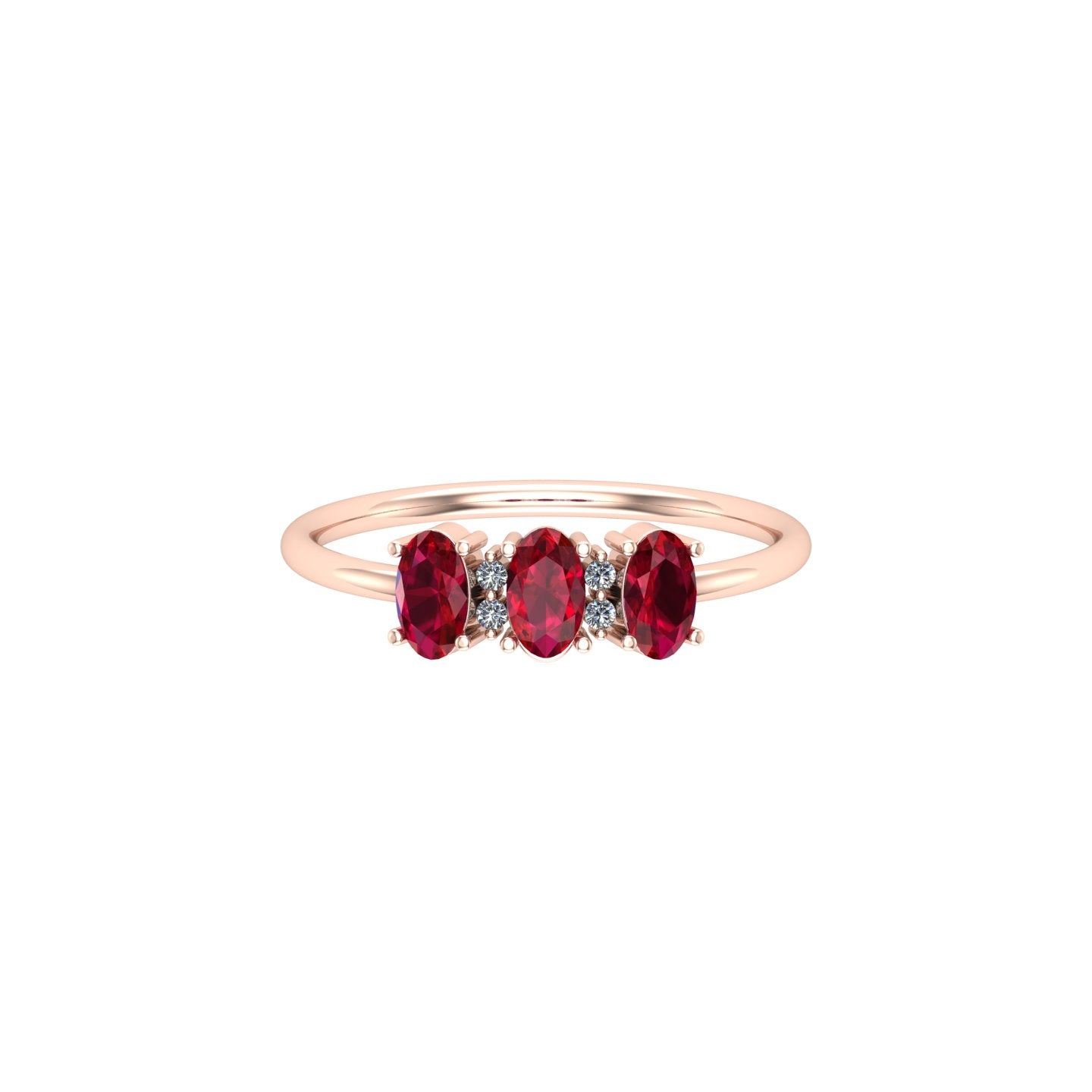 Solid Gold Ruby and Diamond Cluster Ring