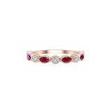 Solid Gold Ruby and Diamond Stackable Marquise Band
