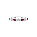 Solid Gold Ruby and Diamond Stackable Marquise Band