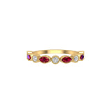 Solid Gold Ruby and Diamond Stackable Marquise Band