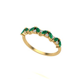 Solid Gold Marquise Emerald and Diamond Ring