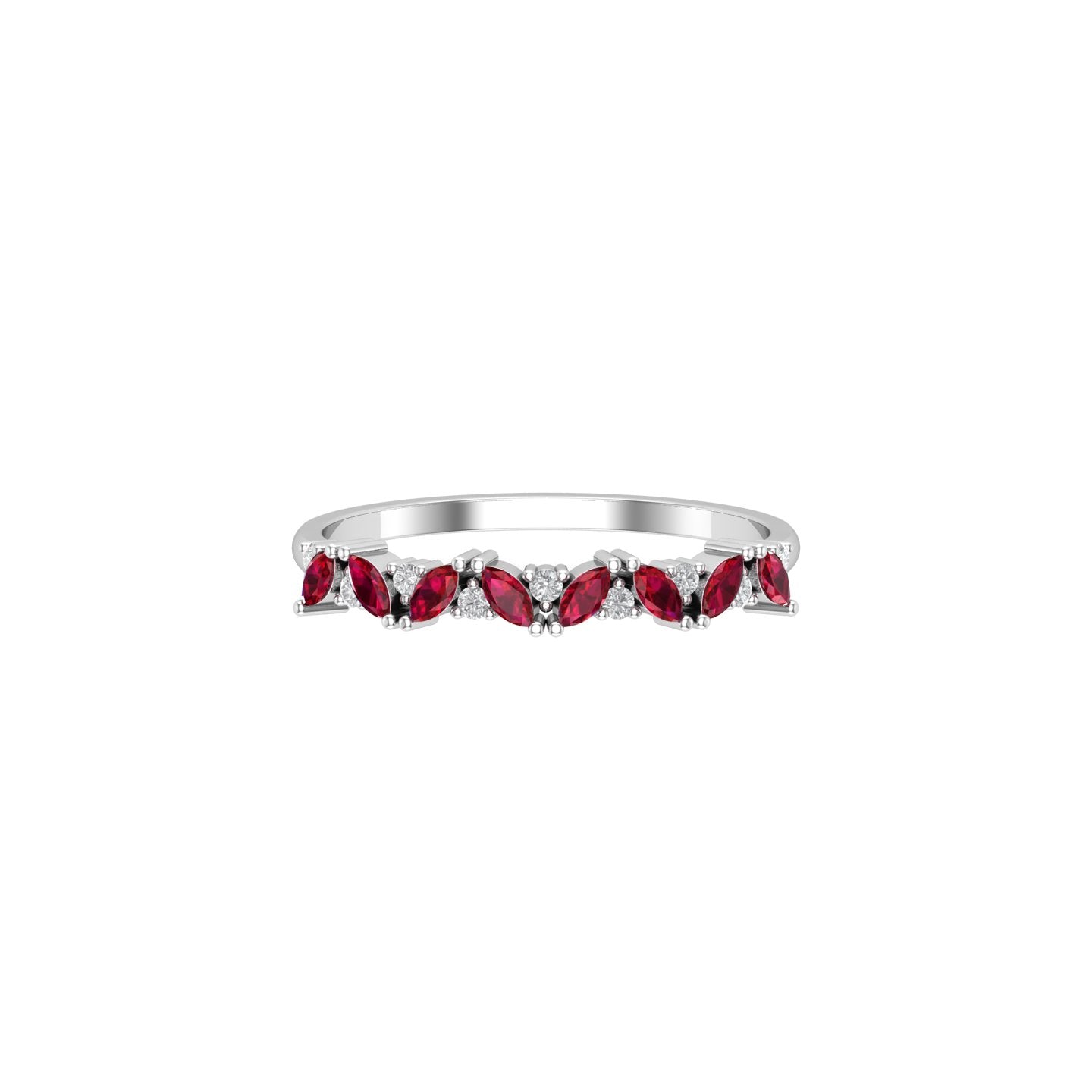Solid Gold Marquise Ruby and Diamond Ring