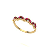 Solid Gold Marquise Ruby and Diamond Ring