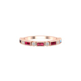 Solid Gold Diamond and Ruby Baguette Ring