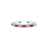 Solid Gold Diamond and Ruby Baguette Ring