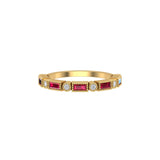 Solid Gold Diamond and Ruby Baguette Ring