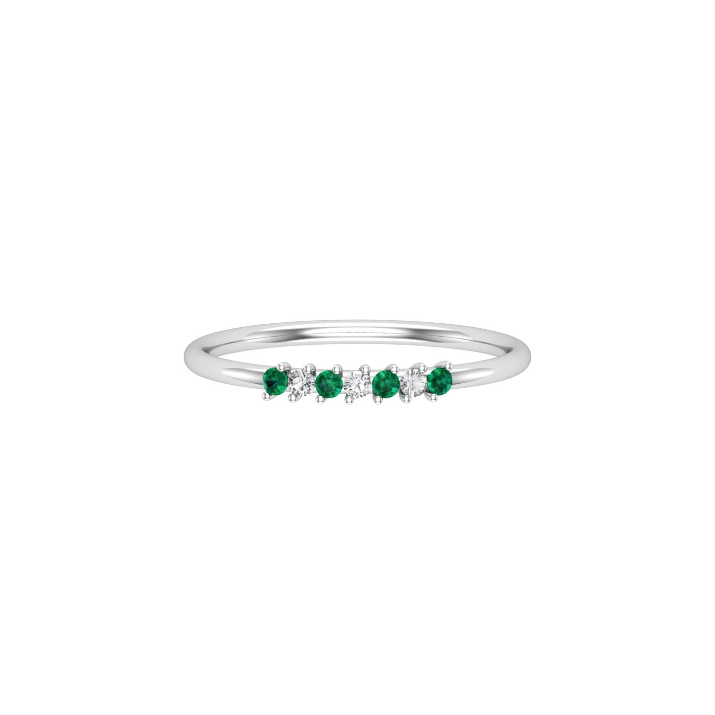 Solid Gold Emerald and Diamond Wedding Band