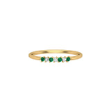 Solid Gold Emerald and Diamond Wedding Band