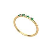 Solid Gold Emerald and Diamond Wedding Band