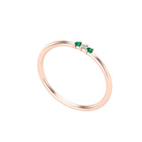 Solid Gold Emerald and Diamond Thin Stacking Ring
