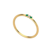 Solid Gold Emerald and Diamond Thin Stacking Ring