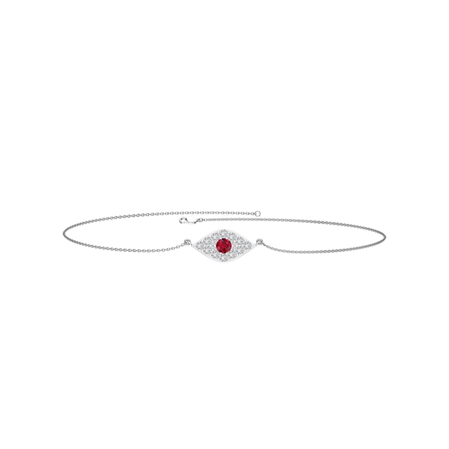 Solid Gold Ruby Diamond Evil Eye Bracelet
