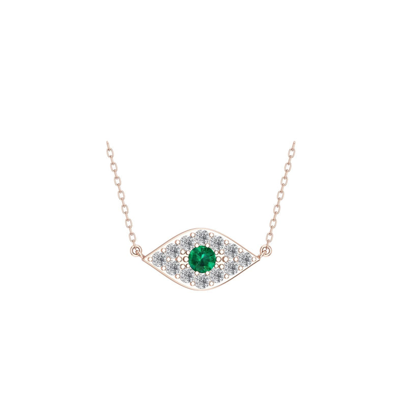 Diamond Emerald Evil Eye Necklace