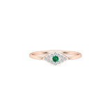 Solid Gold Emerald and Diamond Evil Eye Ring