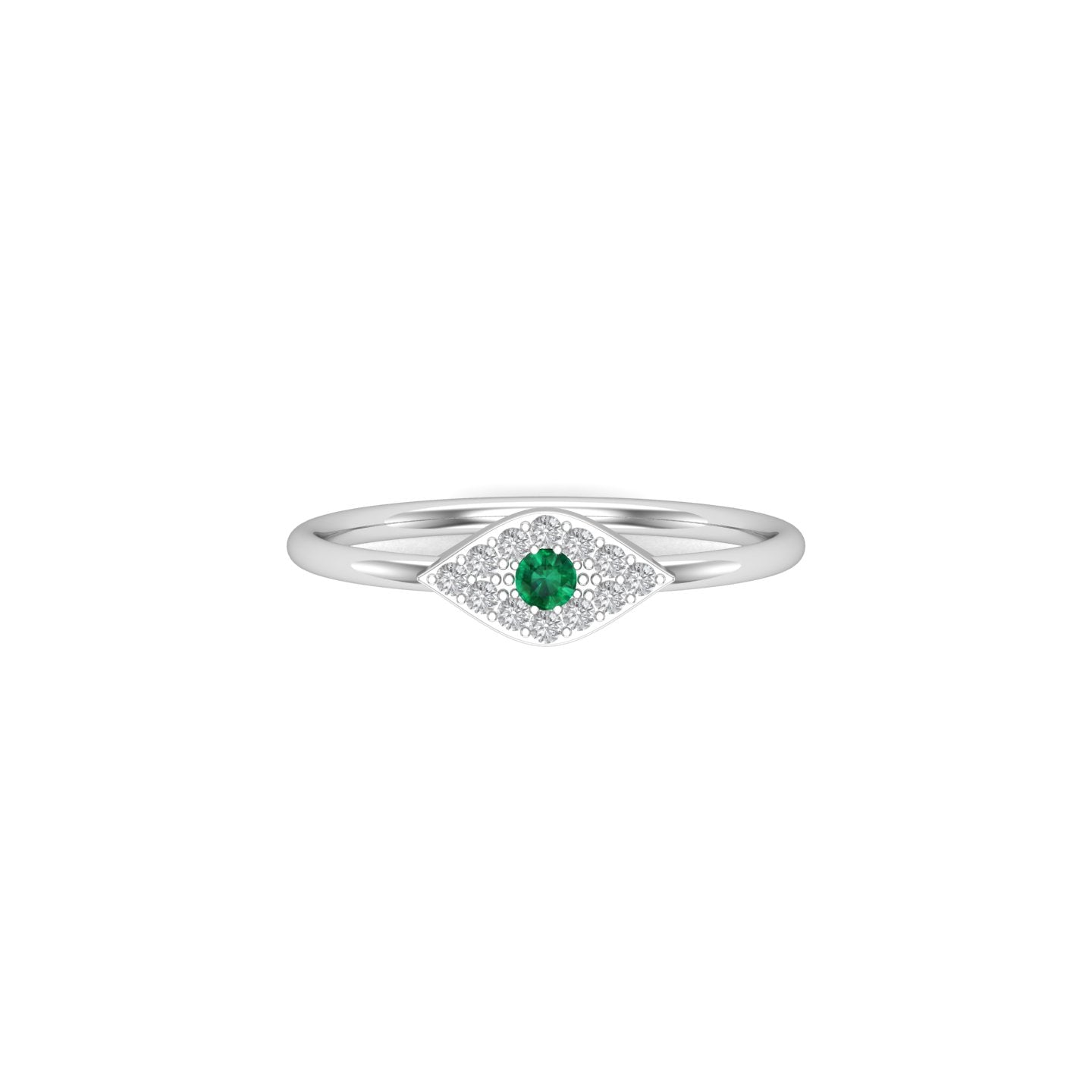 Solid Gold Emerald and Diamond Evil Eye Ring