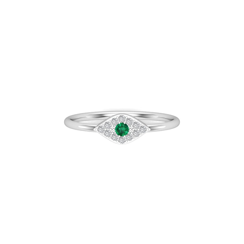 Emerald and Diamond Evil Eye Ring